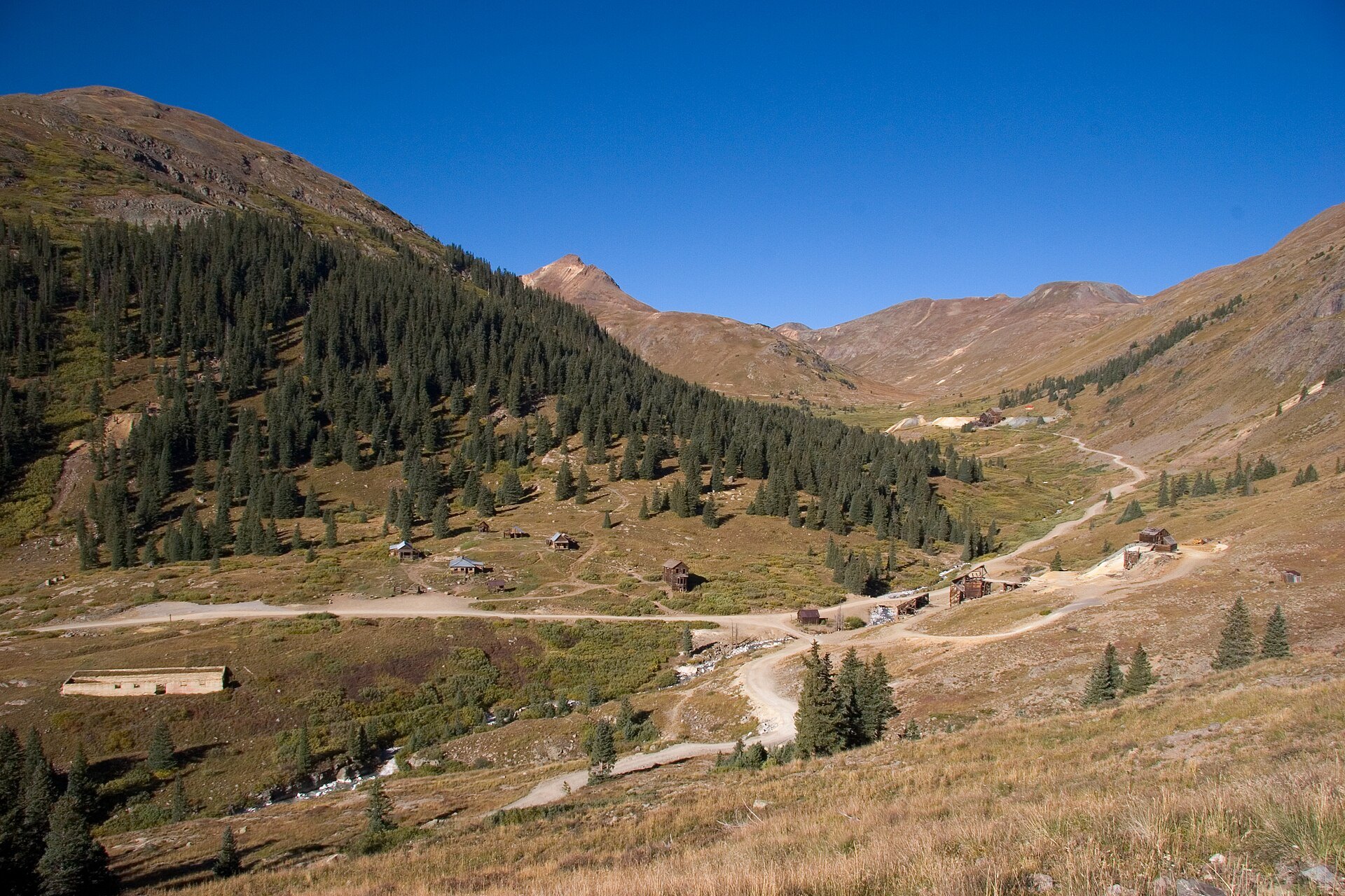 Animas Forks mining ghost town seen from the Alpine Loop road, 2005