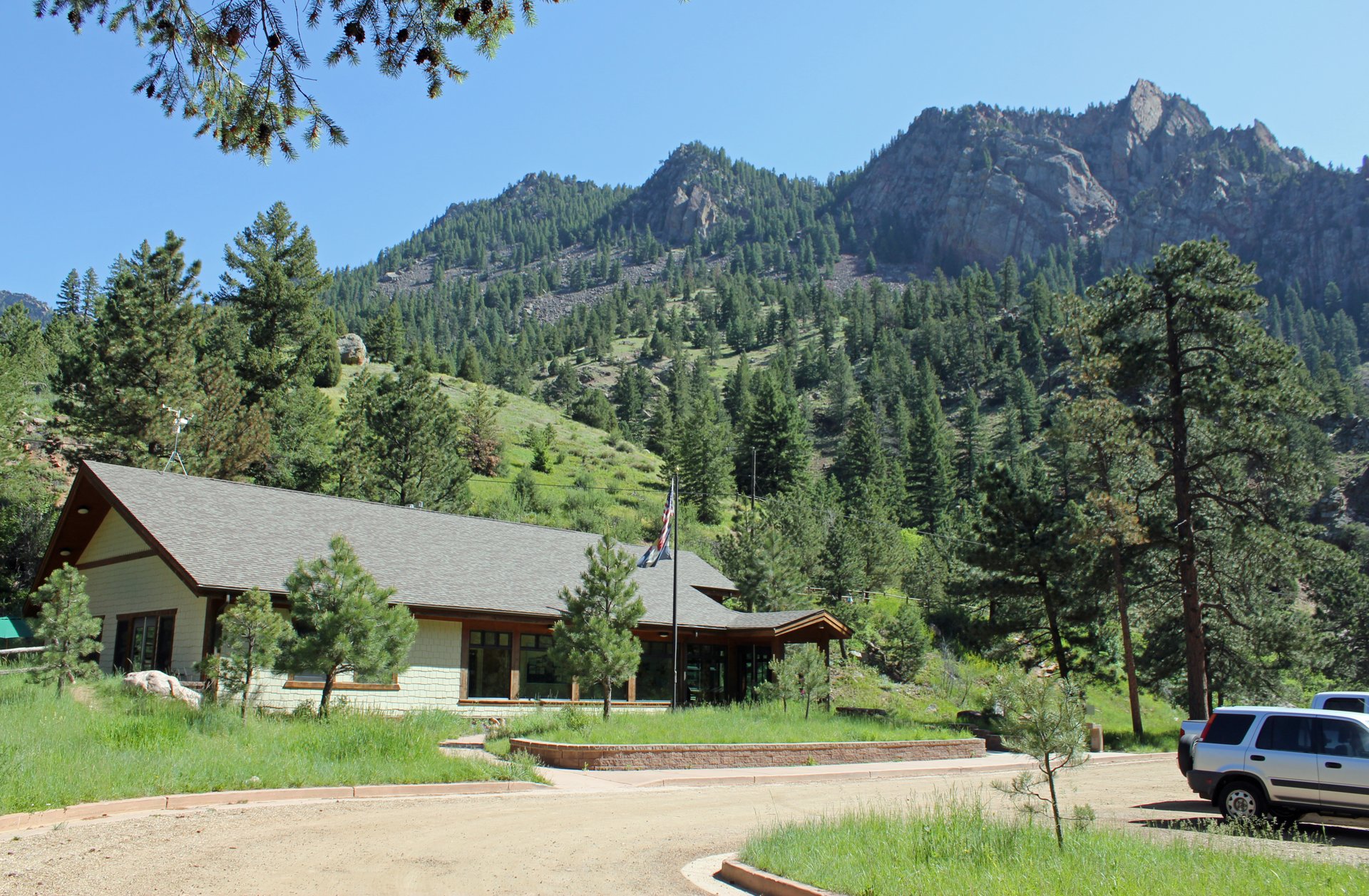 Eldorado Canyon State Park visitor center below the canyon walls