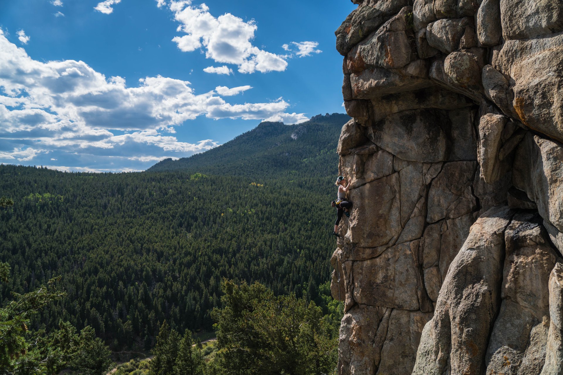 Rock outcrop above forested valleys in Golden Gate Canyon State Park