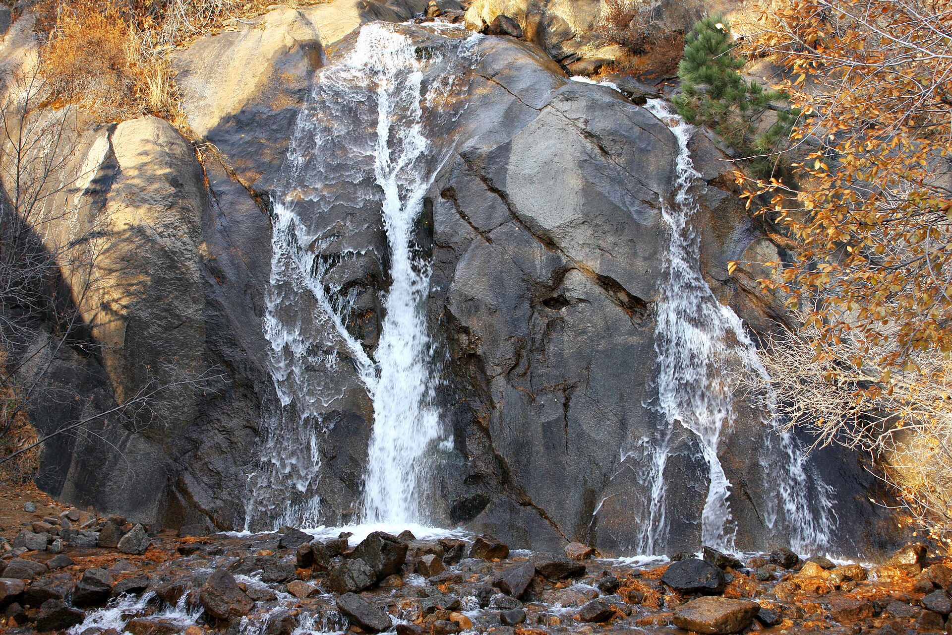 Helen Hunt Falls spilling over granite in North Cheyenne Canon