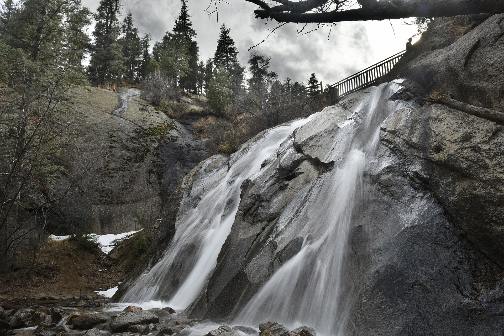 Helen Hunt Falls with the footbridge above
