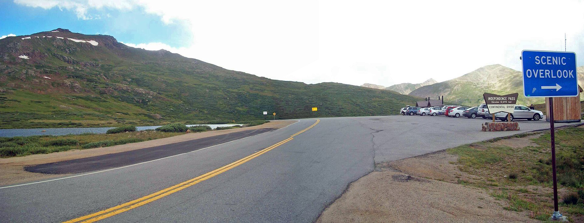 Independence Pass scenic overlook sign along Colorado State Highway 82