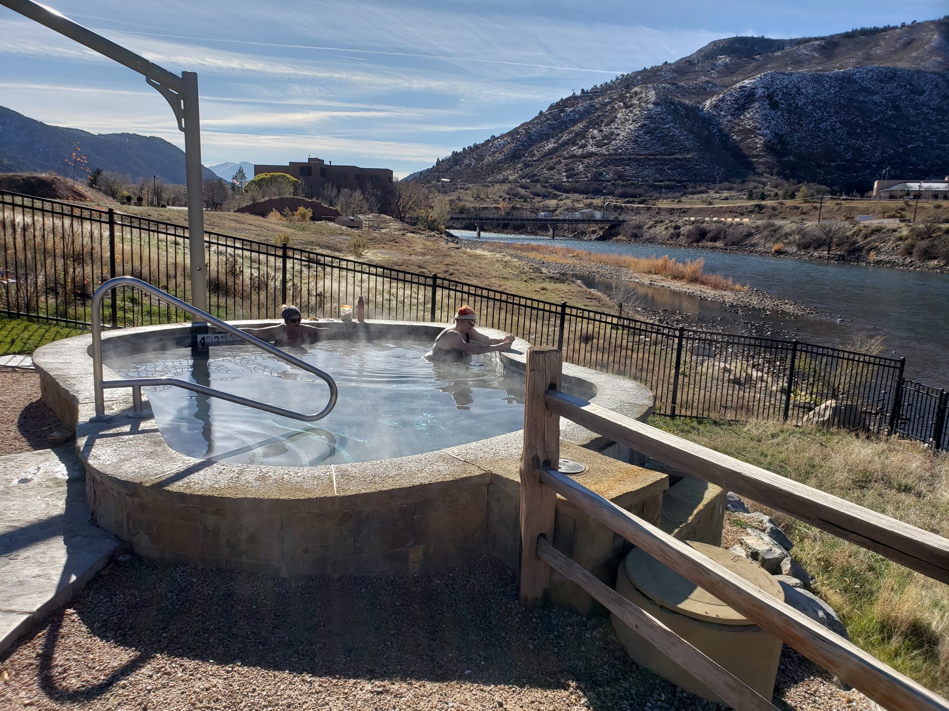 Iron Mountain Hot Springs – Soaking pool with river view, Iron Mountain Hot Springs