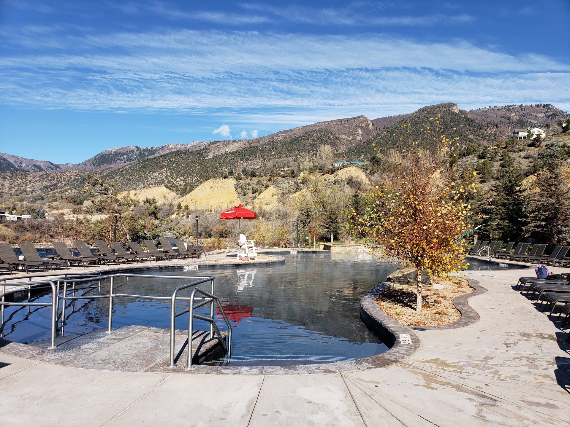 Iron Mountain Hot Springs – Looking downriver from soaking pool at Iron Mountain Hot Springs