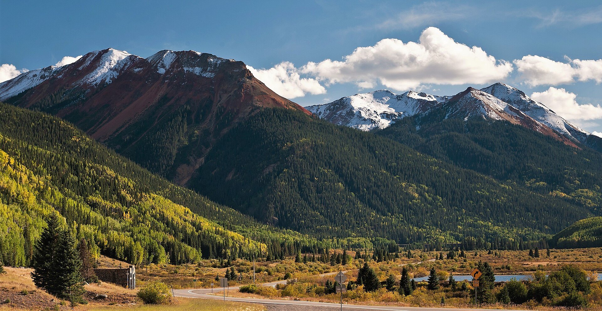 Red Mountain seen from the Million Dollar Highway near Red Mountain Pass