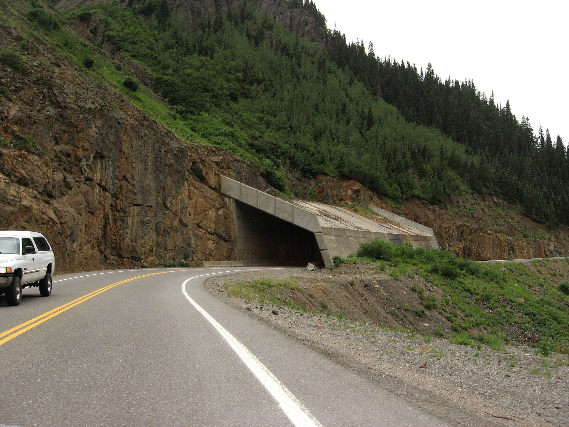 Avalanche chute overpass on US 550 between Ouray and Silverton