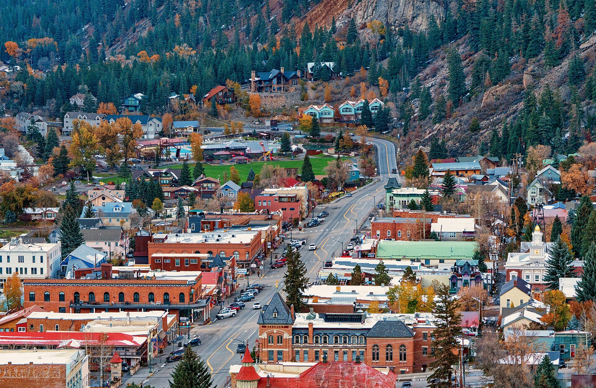 The town of Ouray from the Switzerland of America lookout on the Million Dollar Highway