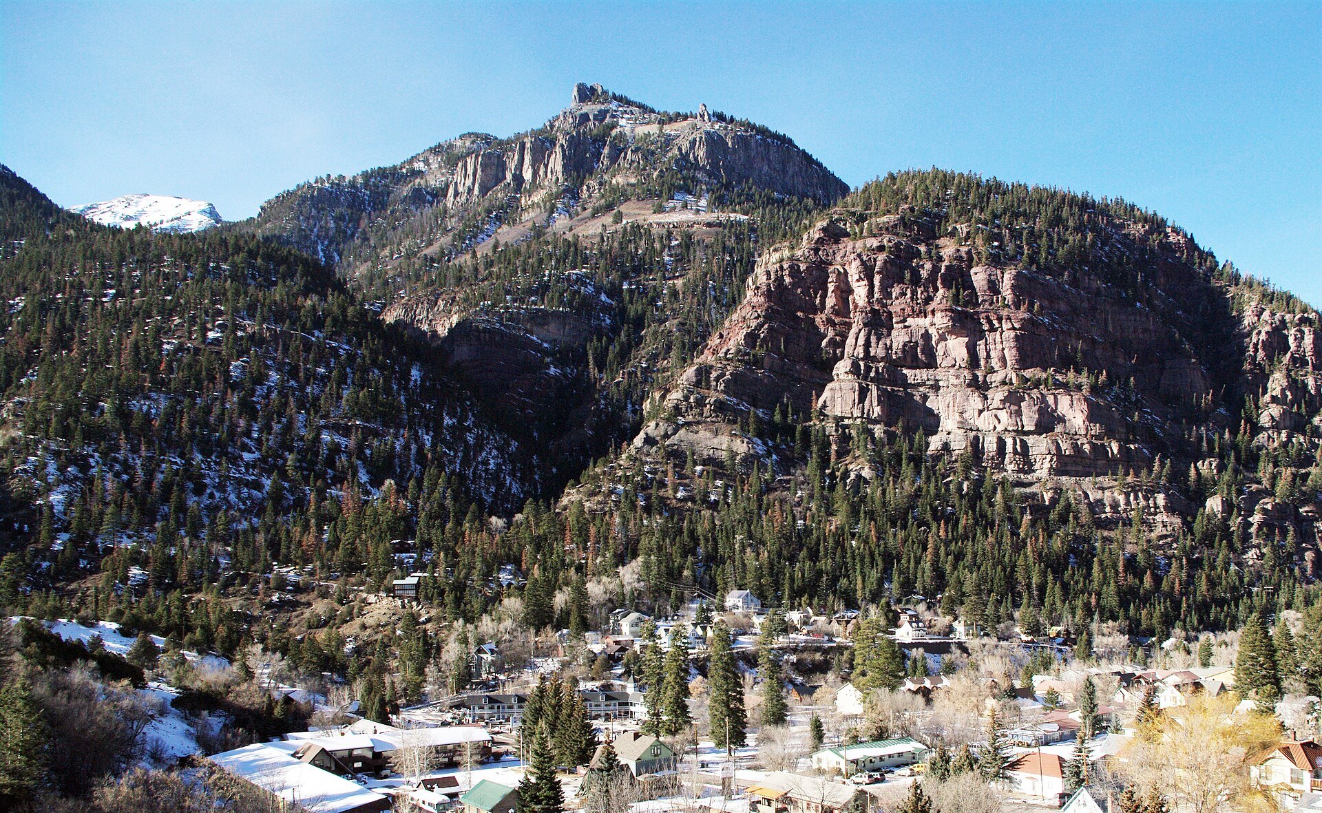 Twin Peaks above the town of Ouray, Colorado