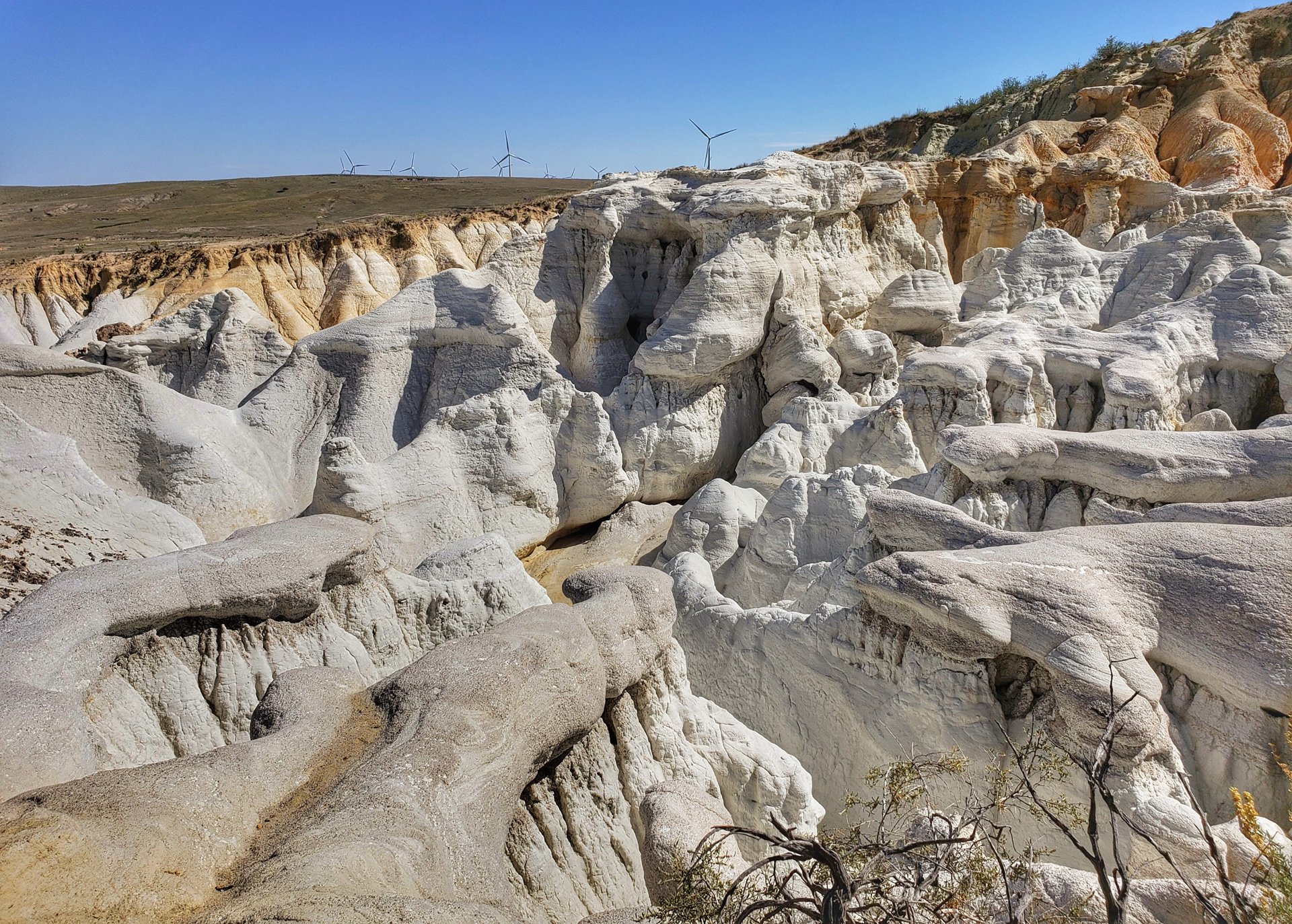 Paint Mines Interpretive Park – Looking down into the White Rock section at the Calhan Paint Mines