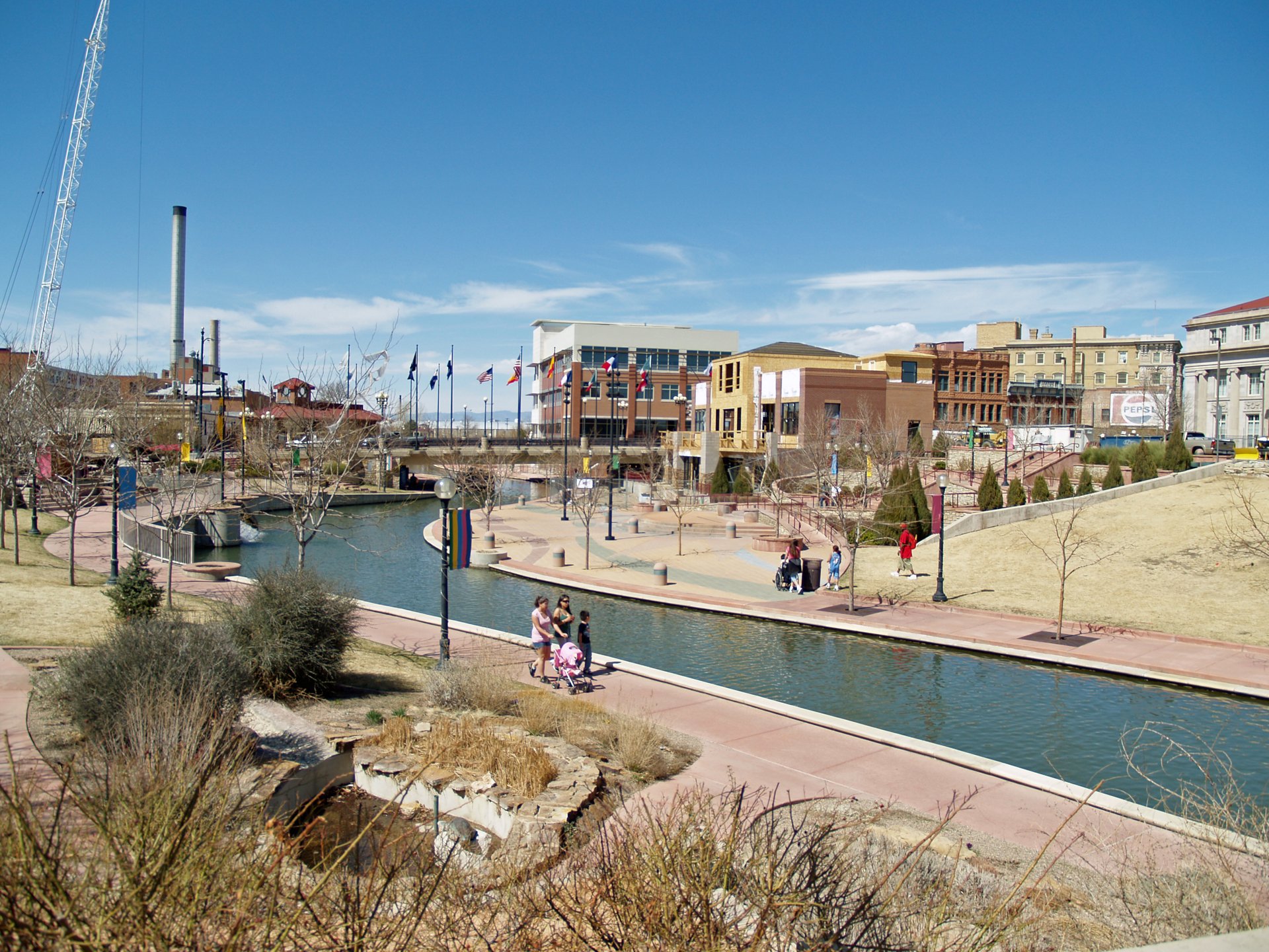 Riverwalk channel and plaza in downtown Pueblo