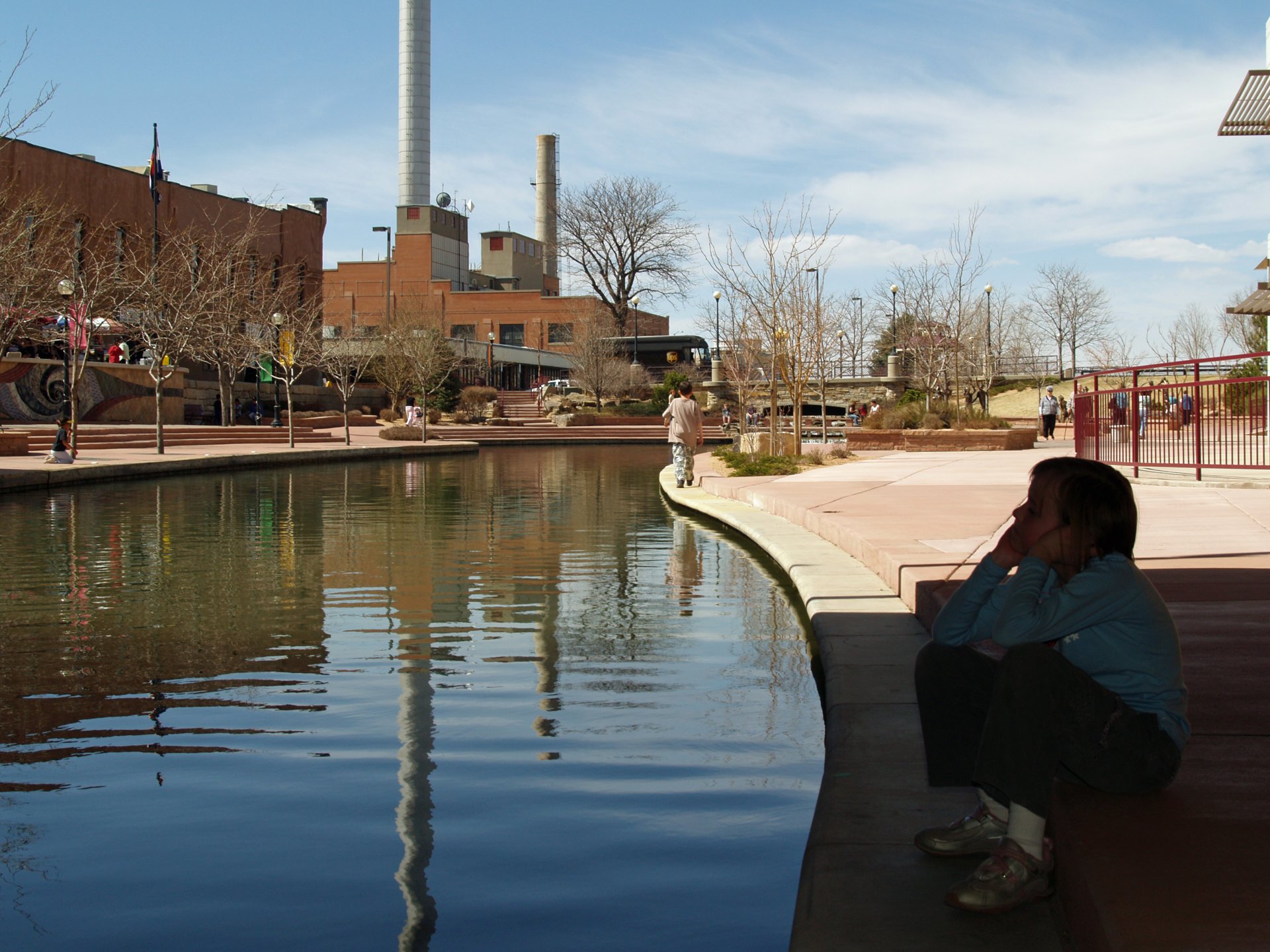 Quiet stretch of the Pueblo Riverwalk channel