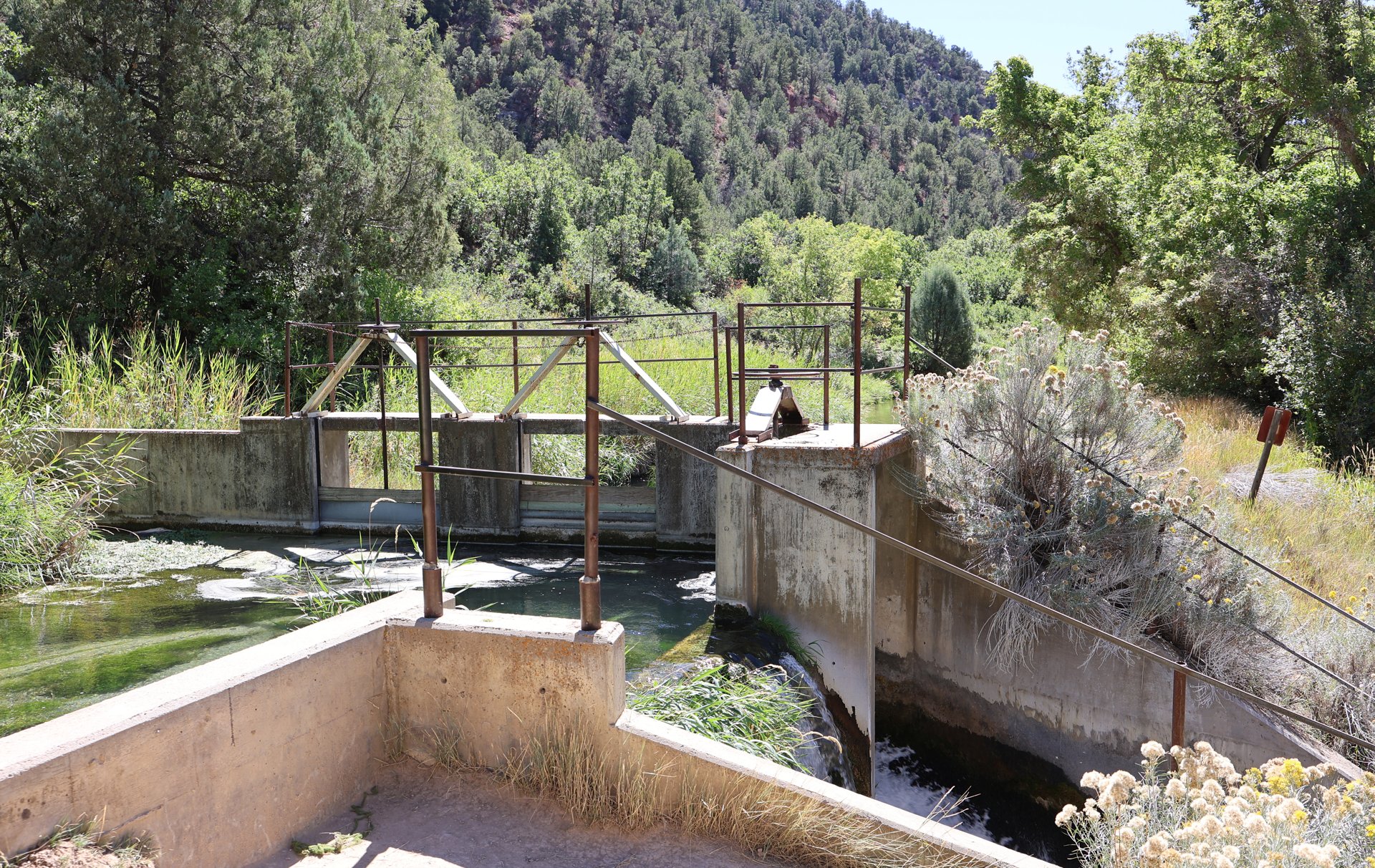 Rifle Falls State Park – The headgate of the Grass Valley Canal in Rifle Falls State Park in Garfield County, Colorado. East
