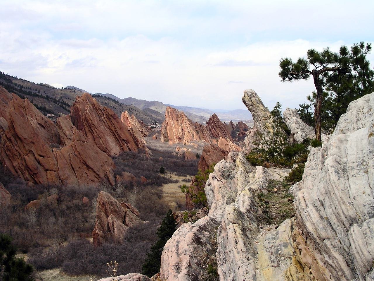 Fountain Formation fins seen from a rocky overlook at Roxborough State Park