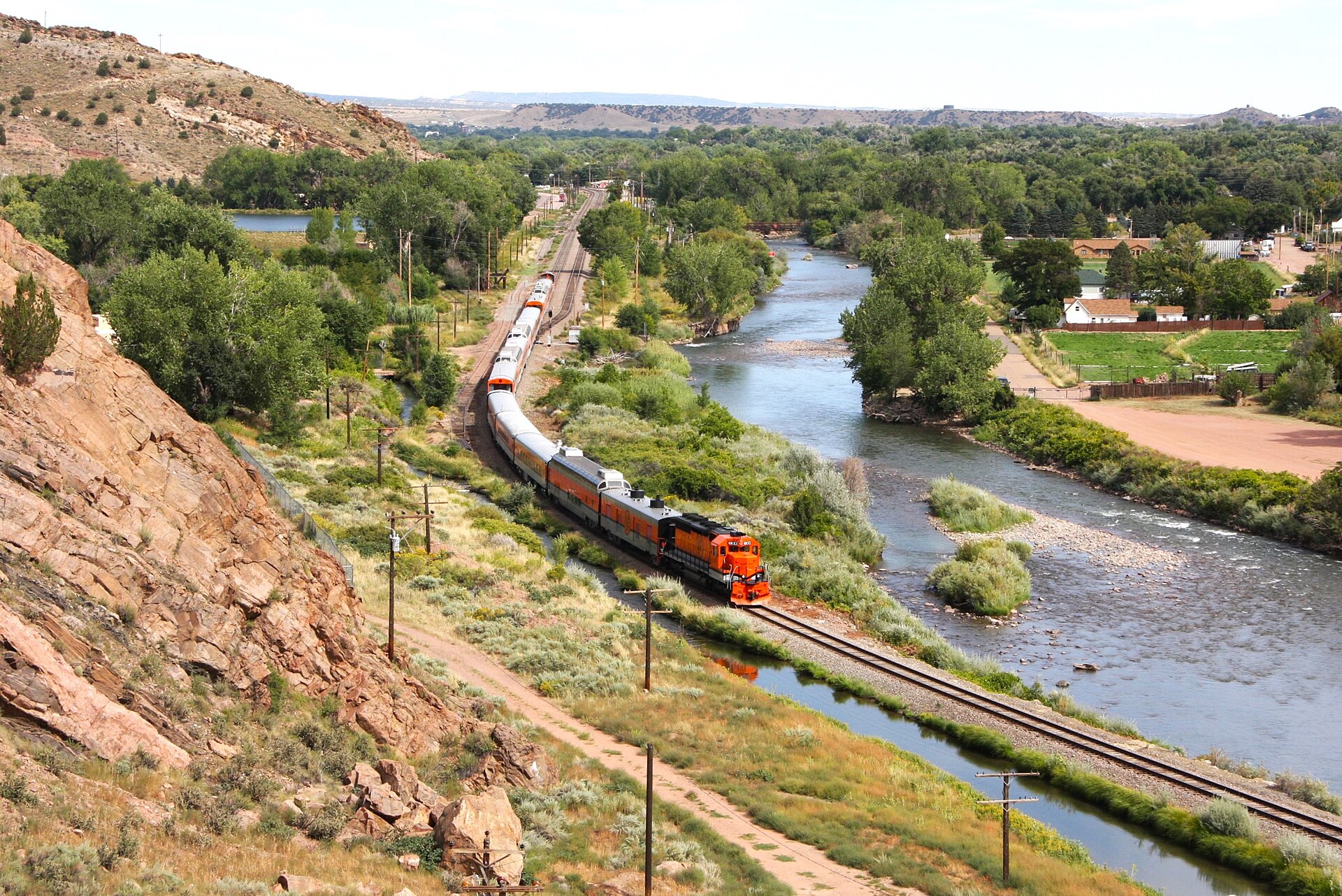Royal Gorge Route Railroad train along the Arkansas River