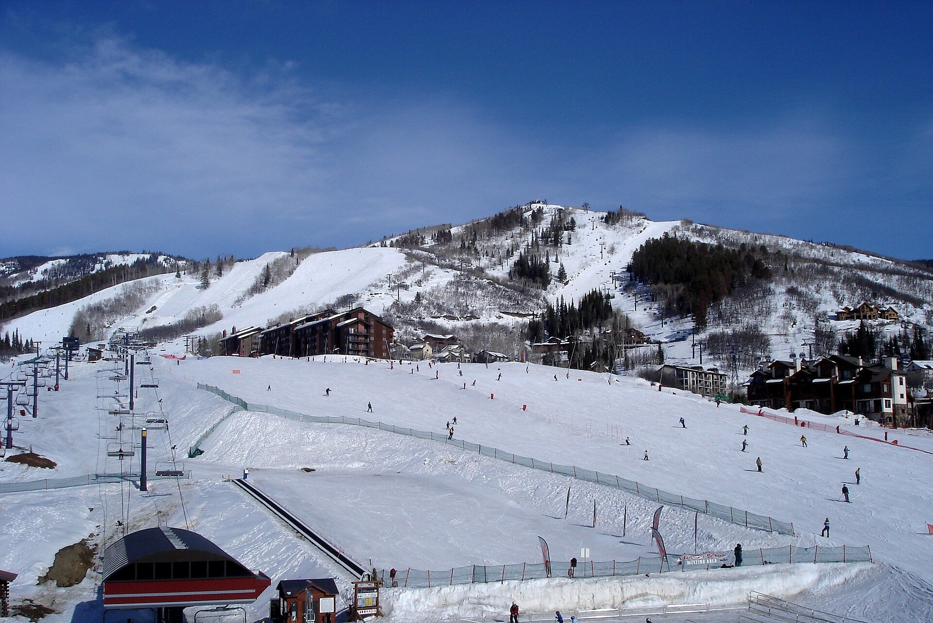 Steamboat Resort base area and ski slopes on Mount Werner, Steamboat Springs, Colorado