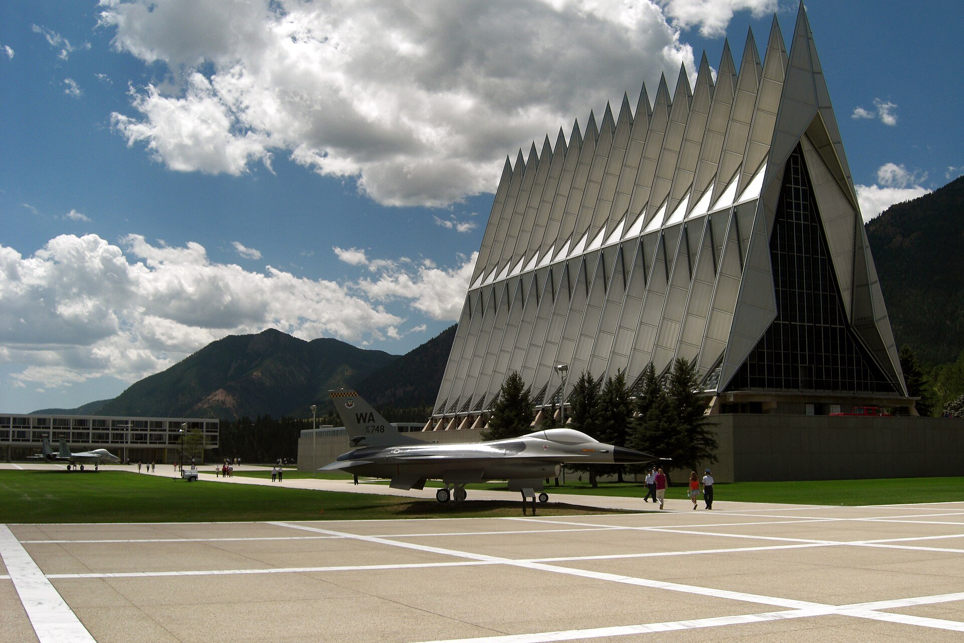 Cadet Chapel seen from the terrazzo at the United States Air Force Academy