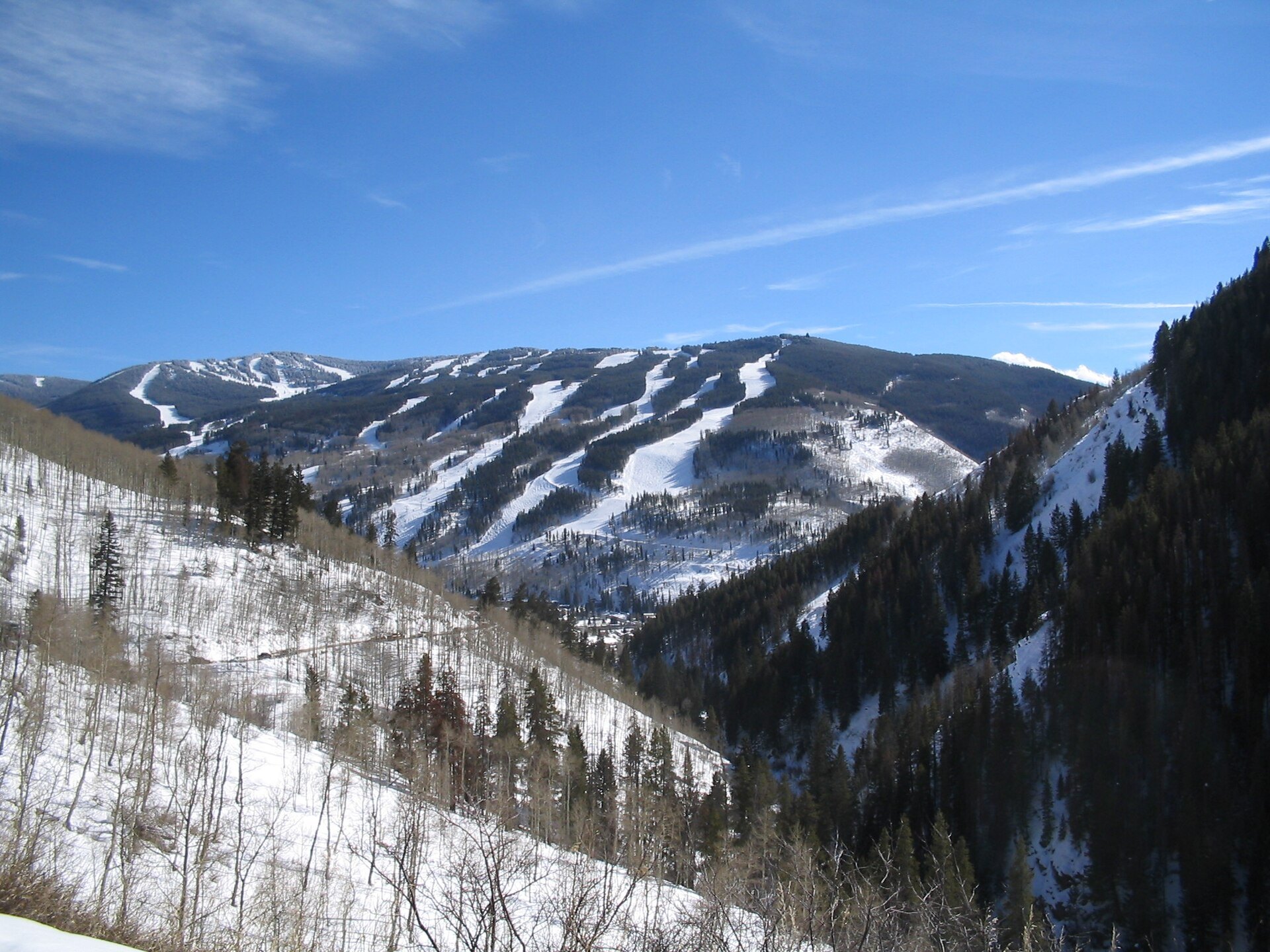 Front side ski runs of Vail Ski Resort above Vail, Colorado